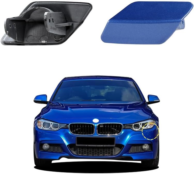 Goholy Car Front Bumper Headlight Washer Nozzle Cover Cap Compatible With BMW 3 F30 320 323 330 335 M-Sport 2013 2014 2015 2016 2017 2018 Headlight Cleaning Cover 51118056613 51118054179 Water Spray Cover - Image 1